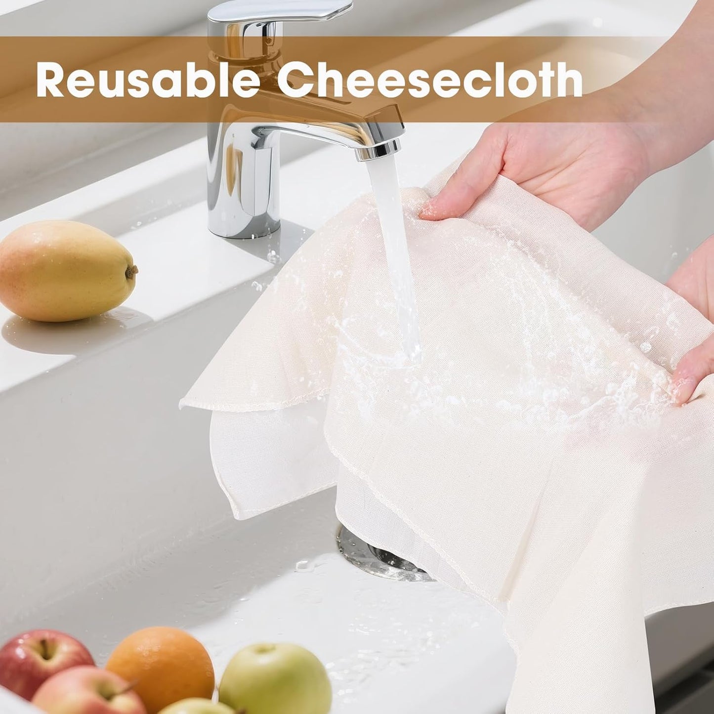 Skiennix Cheese Cloths - 15 PCS Organic Cotton Straining Cloths, 20x20 Inch, Reusable & Unbleached