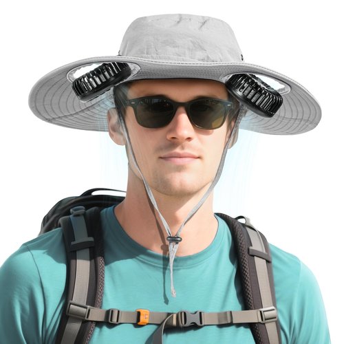 AMACOOL 2-in-1 Bucket Hat Fan with Detachable Neck Fan, UPF 50+ Wide Brim Sun Hat, Father's Day Gifts for Dad Husband, Fishing Essentials 2026 for Men Women Camping Hiking Beach Gardening Outdoor