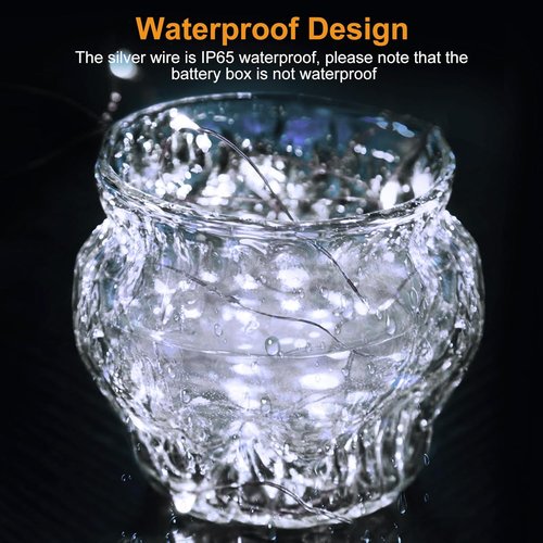 Btfarm Fairy Lights - 6 Pack Battery Operated Twinkle Lights | 7ft Waterproof Silver Wire for Christmas & Weddings