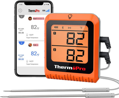 ThermoPro Wireless Meat Thermometer - 650 ft Range, Bluetooth, 2 Probes for Grilling & Smoking