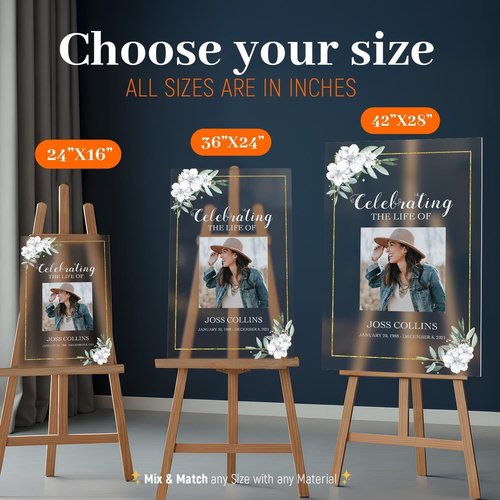 Custom Memorial Sign by [Brand Name] - Personalized Funeral Board with Picture - Elegant Tribute for Loved Ones