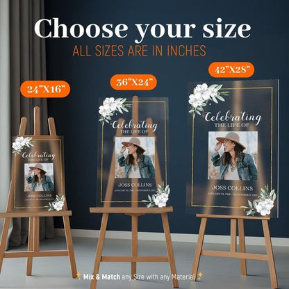 Custom Memorial Sign by [Brand Name] - Personalized Funeral Board with Picture - Elegant Tribute for Loved Ones