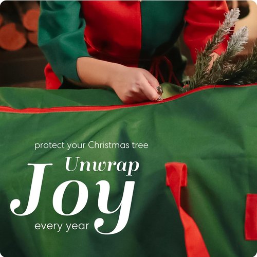 Handy Laundry Christmas Tree Storage Bag with Wheels - Heavy Duty 7.5 ft Capacity, Durable Green Zippered Container for Ornaments & Decorations