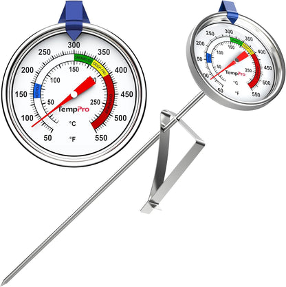 TempPro Candy Thermometer - 9" Long Probe with Pot Clip for Frying, Baking & Candy Making