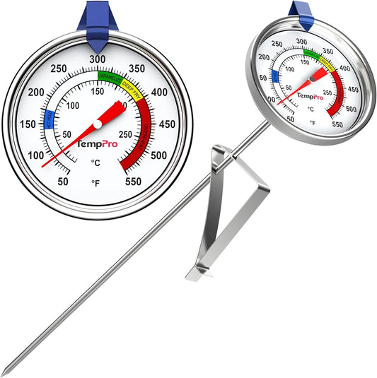 TempPro Candy Thermometer - 9" Long Probe with Pot Clip for Frying, Baking & Candy Making