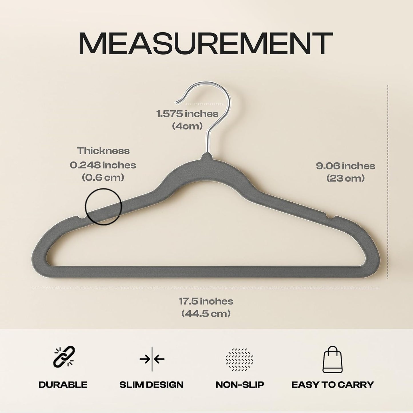 Utopia Home Velvet Hangers - Luxury Non-Slip Slim Coat & Pant Hangers, 20 Pack, Grey with 360° Swivel Hook
