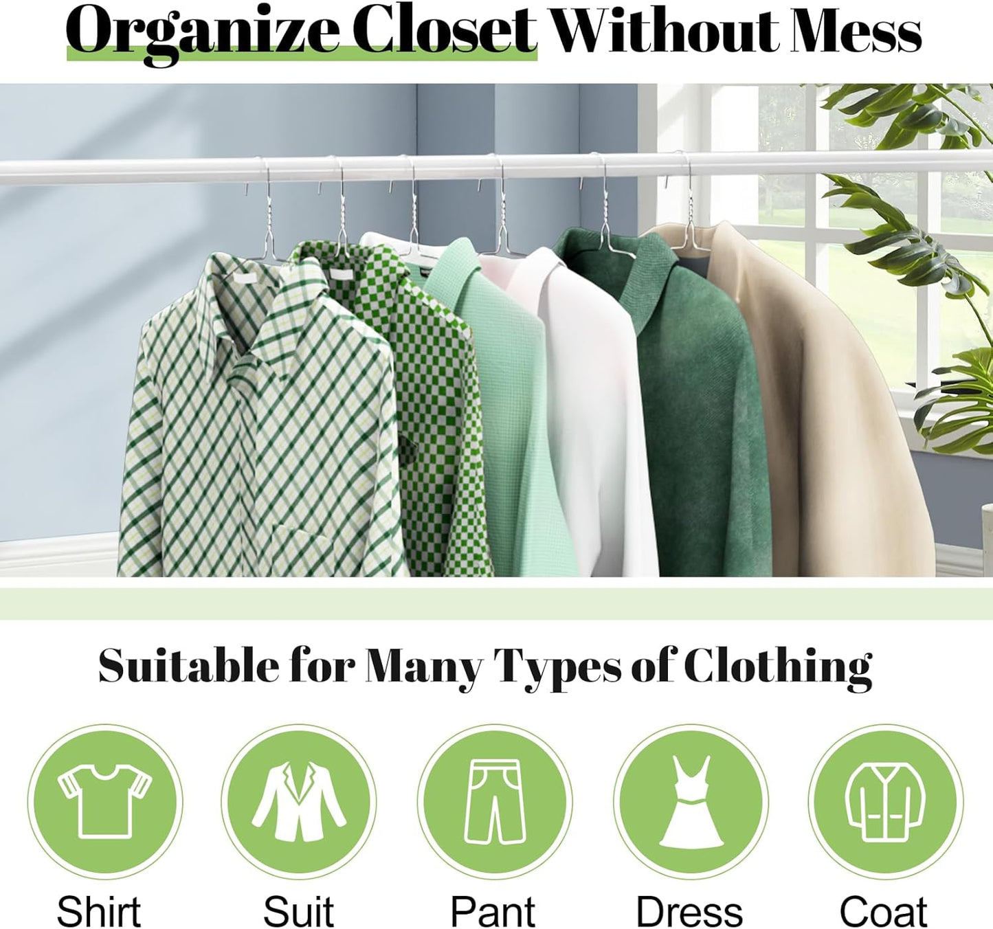 Wire Metal Clothes Hangers - 100 Pack, 16 Inch Slim Space-Saving Design for Coats, Suits & Shirts | Non-Slip Silver