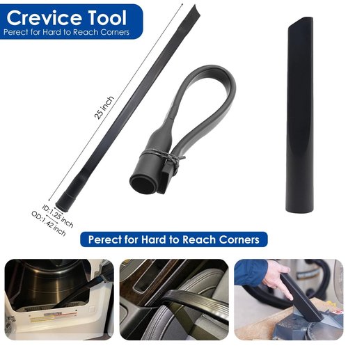 11 PCS Universal 1 1/4 Inch Vacuum Attachments Kit for Shop Vac Accessories with Vacuum Brush Attachments, Flexible Crevice Tool, Hose Adapters for 2 1/2" to 1 1/4" and 1 7/8" to 1" Hoses