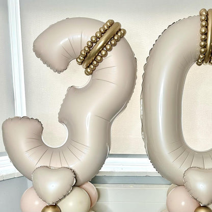 Skiennix 40-Inch Beige Number 6 Foil Balloon - Self-Inflating Ivory White Design for Birthday Celebrations
