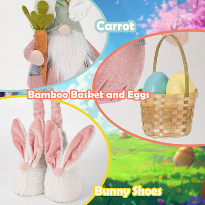 Unanscre Easter Bunny Gnome Plush Decoration - 26’’-36’’ Large Rabbit with Retractable Legs for Home Decor