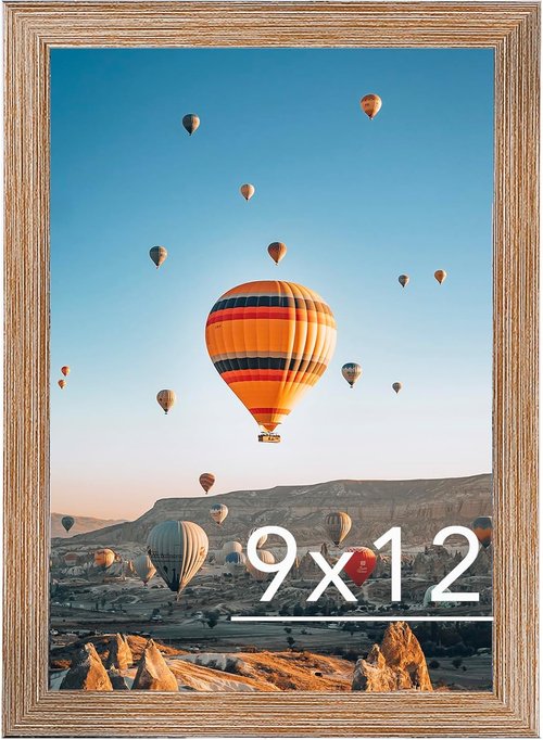 JCJMY 9x12 Rustic Brown Picture Frame - Versatile Wall Mounting for Horizontal or Vertical Display