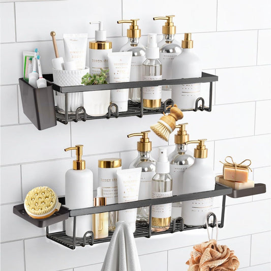 Sben Shower Caddy - Rustproof Adhesive Organizer with 5 Large Capacity Shelves | No-Drill Bathroom Storage in Black