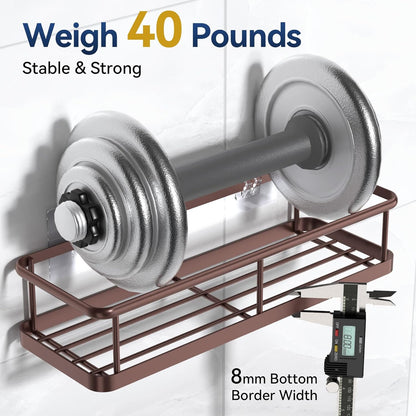 YASONIC Shower Caddy - No Drill Bathroom Organizer with Removable Hooks | Rust-Proof Wall-Mounted Shelves, 2 Pack Bronze