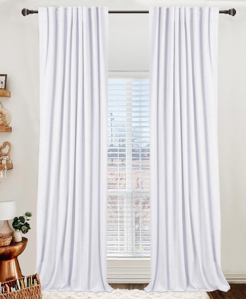 100% Blackout Shield 100% Polyester Blackout Curtains for Bedroom 63 Inches Long, Back Tab/Rod Pocket Living Room Drapes, Thermal Insulated Blackout Curtains 2 Panels Set, 50" W x 63" L, Bright White