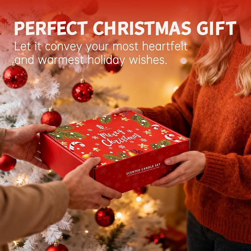 Christmas Candles Set – 6-Soy Candle Pack with Gift Box, 42oz – Variation: Christmas Candles-3+6 Pack