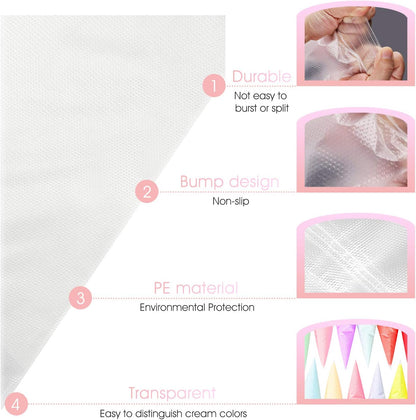 VolksRose 18-Inch Disposable Piping Bags - Anti-Burst, Non-Slip Cake Decorating Bags for Icing & Frosting