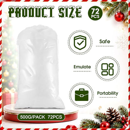 Jerify 72 Pack Christmas Fake Snow - Cotton-Like Fluffy Artificial Snow