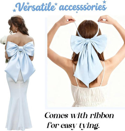 Blue Bow Decor | Large 22x11 Inch Crib Skirt with Big Bows - Perfect for Bachelorette & Baby Showers