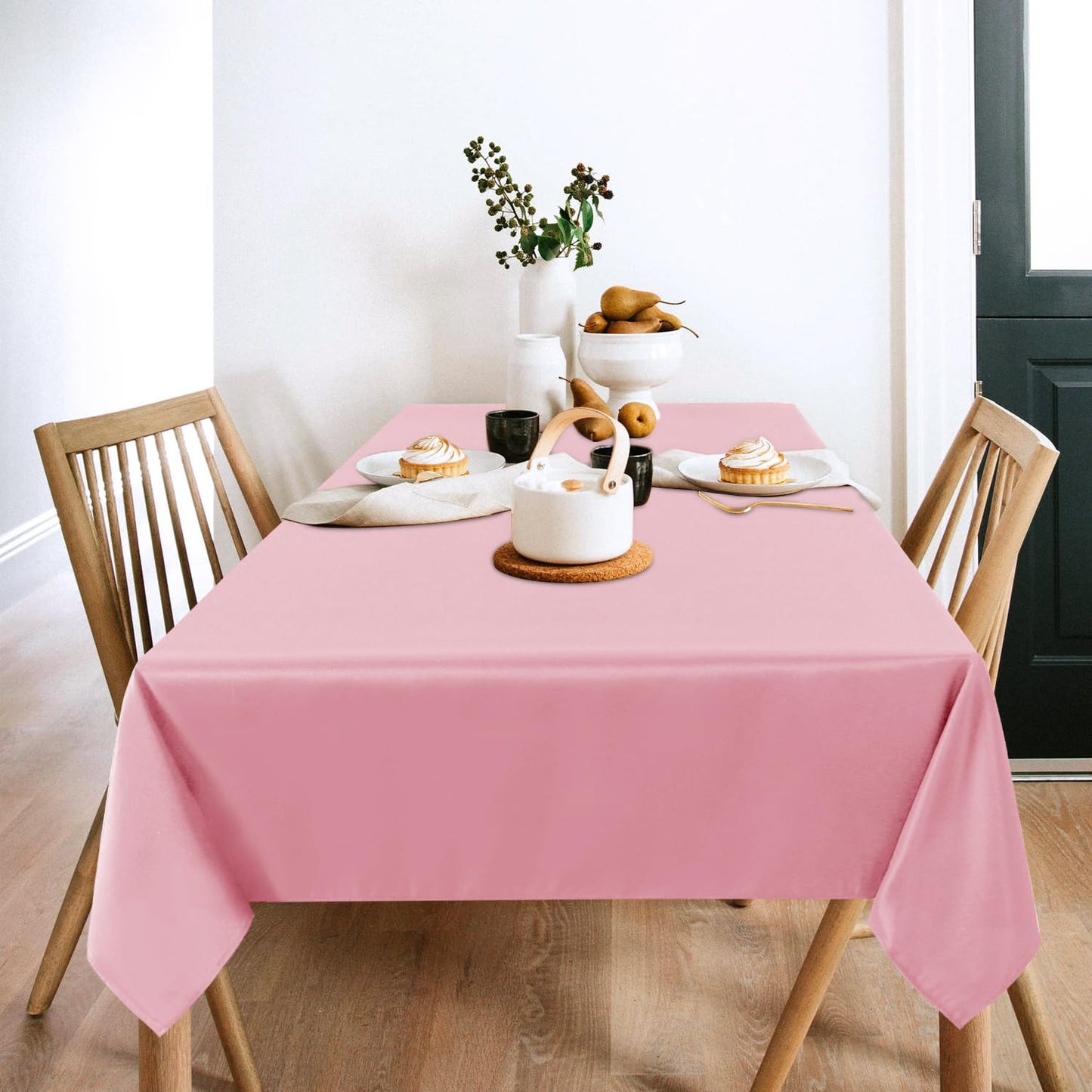 sancua 2 Pack Pink Tablecloth 60 x 102 Inch, Rectangle Table Cloth for 6 Feet Table - Stain and Wrinkle Resistant Washable Polyester Table Cover for Dining Table, Buffet Parties and Camping