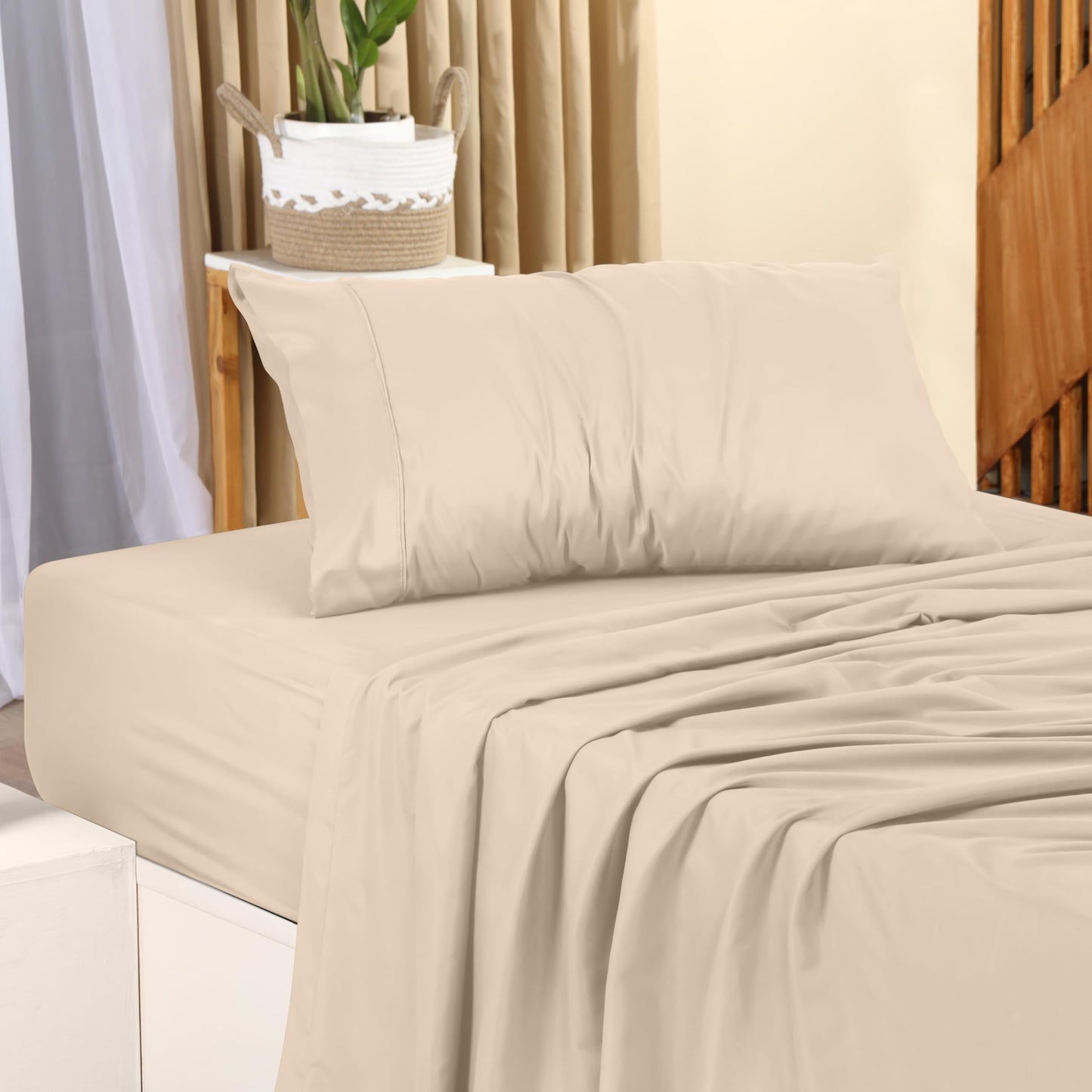 Utopia Bedding Twin Bed Sheets Set - Pack of 2 Sheet Sets - Perfect for Spa, Hotel, & Guest Bedroom - Brushed Microfiber - Shrinkage and Fade Resistant - Easy Care (Beige)