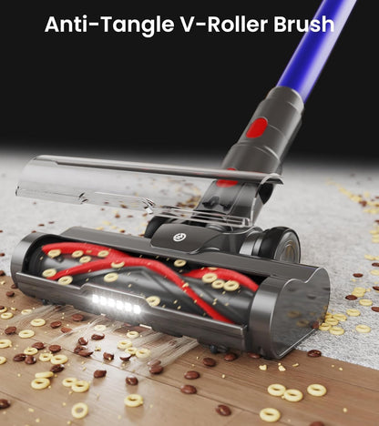 Skiennix Cordless Vacuum Cleaner - 550W, 45kPa Suction Power, 65 Mins Runtime, LED Display, Anti-Tangle Brush