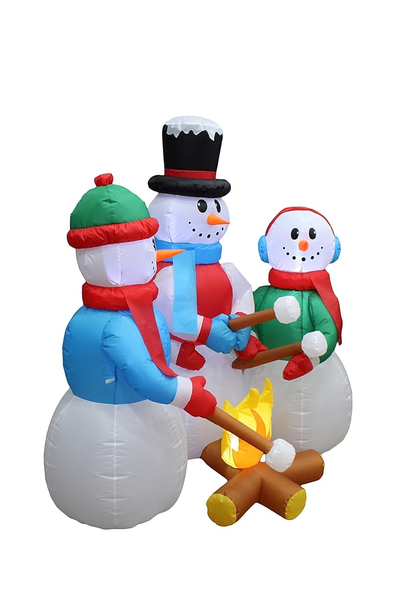 5ft Snowman & 6ft Christmas Tree Inflatable Bundle with Lights - Outdoor Holiday Decorations