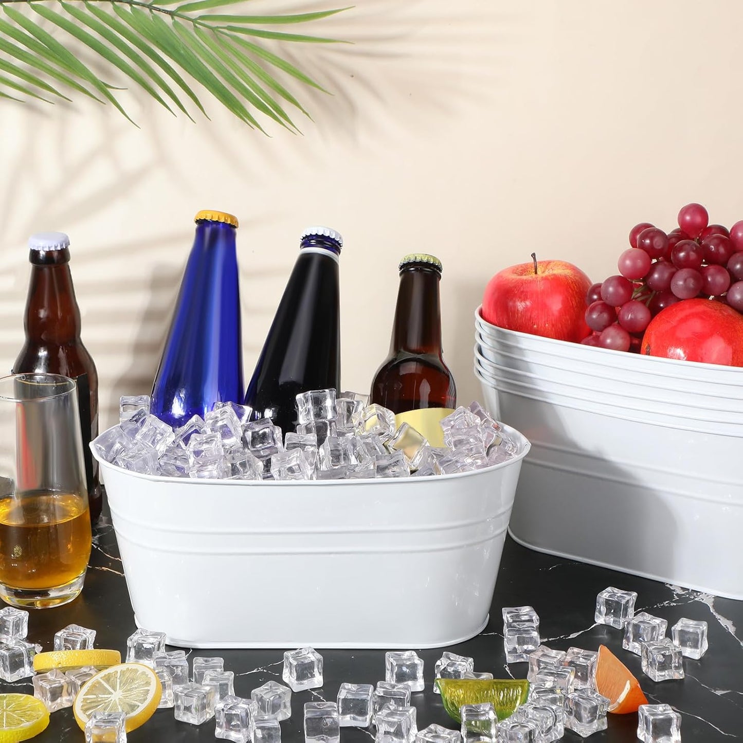 Norme 8 Pcs 3 Qt Galvanized Tub Ice Bucket Small Metal Champagne Drink Bucket Beer Drink Storage Beverage Tub for Parties Mimosa Bar Supplies Cocktail Bar