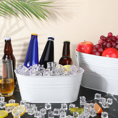 Norme 8 Pcs 3 Qt Galvanized Tub Ice Bucket Small Metal Champagne Drink Bucket Beer Drink Storage Beverage Tub for Parties Mimosa Bar Supplies Cocktail Bar