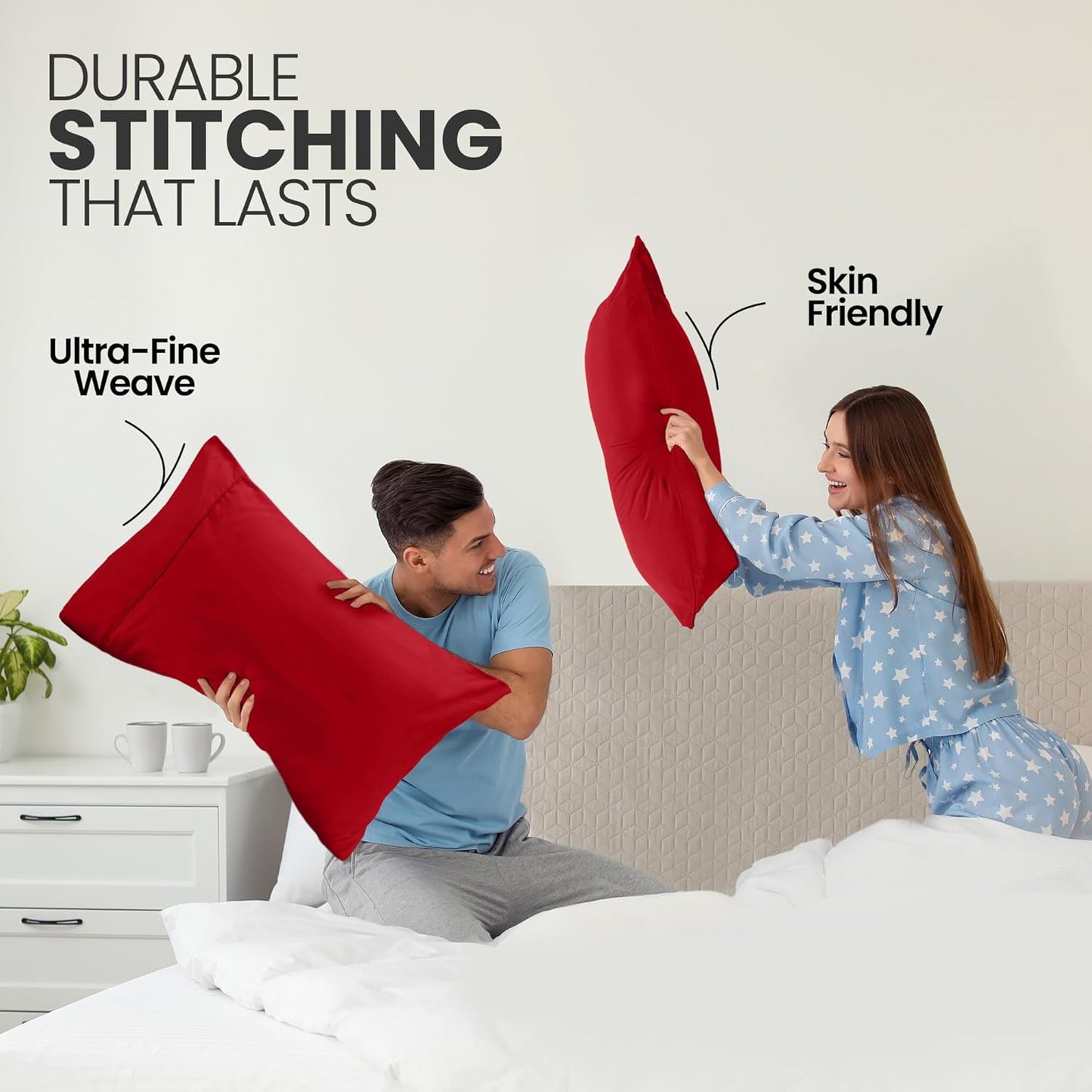 Utopia Bedding Queen Pillow Cases - Soft Brushed Microfiber - 2 Pack, Fade Resistant | 20 x 30 Inches, Red
