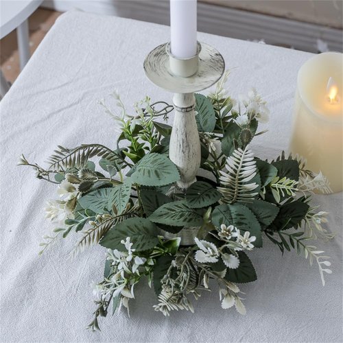 Eucalyptus Leaves Wreaths by [Brand Name] - 10 Inch Boho Candle Rings for Home & Wedding Decor | Green - 2 Pack