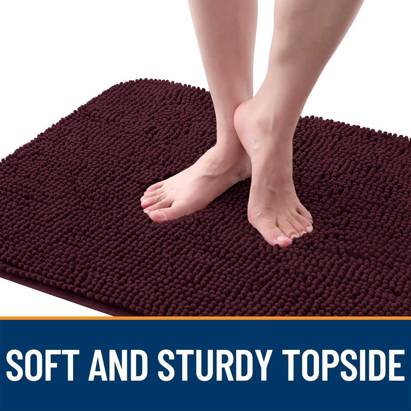 OLANLY Dog Door Mat - Absorbent Non-Slip Chenille Mat for Muddy Paws | 59x32 Inches, Quick Dry, Russet