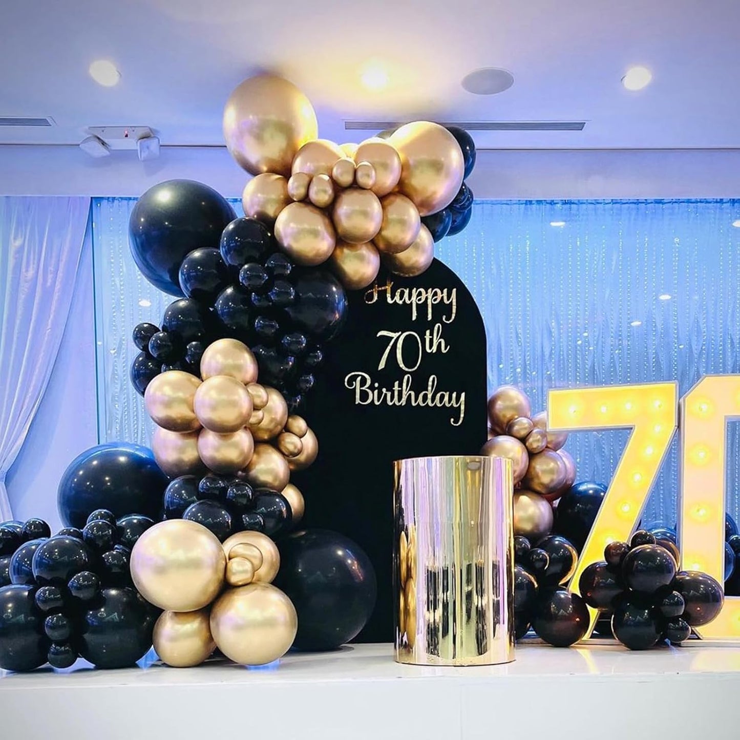 YMSZ Black and Gold Balloons - 67 Pcs Metallic 12 Inch Balloons for Birthday & Party Decorations