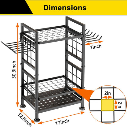 Skiennix 3-Tier Garden Tool Organizer - Heavy-Duty Storage for Up to 78 Tools | Black Metal Design