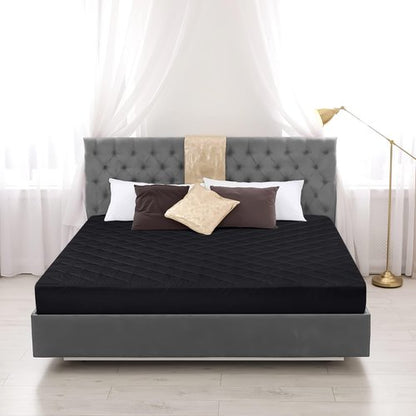 Utopia Bedding Quilted Fitted Mattress Pad, Twin Size, Elastic Fitted Mattress Topper Protector and Cover with Deep Pocket Stretches up to 16 Inches, Machine Washable (Black)
