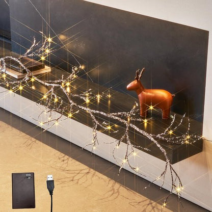 BAOLITVINE Lighted Iced Garland - 6FT Battery Operated & USB Plug-In | 48 Warm White LED Lights for Christmas Decor