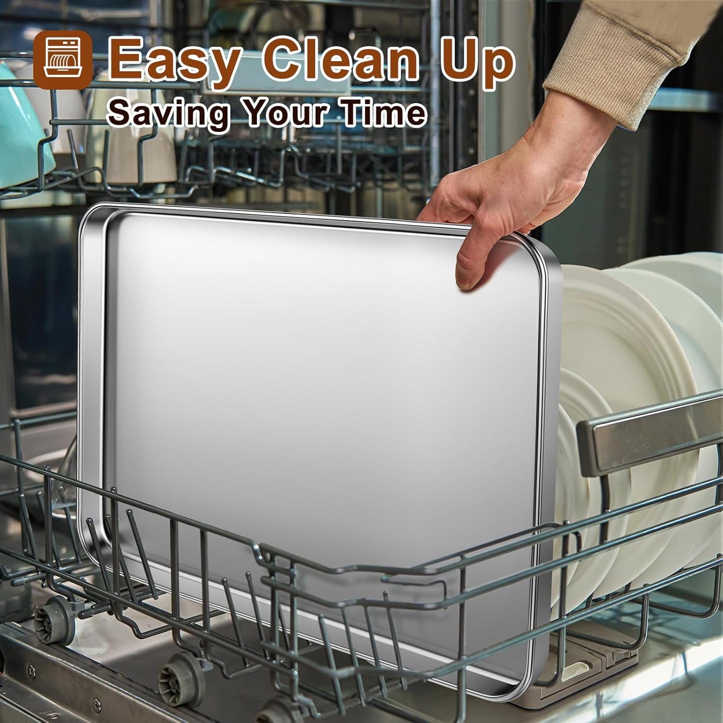 Skiennix Extra Large Stainless Steel Baking Sheet - Nonstick, Warp Resistant & Dishwasher Safe (20" x 14" x 1")