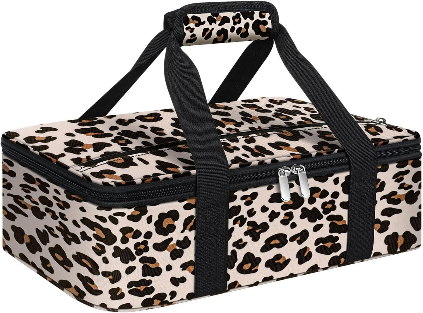 Skiennix Insulated Casserole Carrier - Portable Hot & Cold Food Tote Bag for Potluck | Fits 9" x 13" Dish - Leopard Print