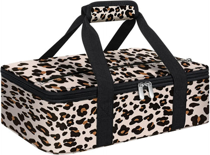 Skiennix Insulated Casserole Carrier - Portable Hot & Cold Food Tote Bag for Potluck | Fits 9" x 13" Dish - Leopard Print