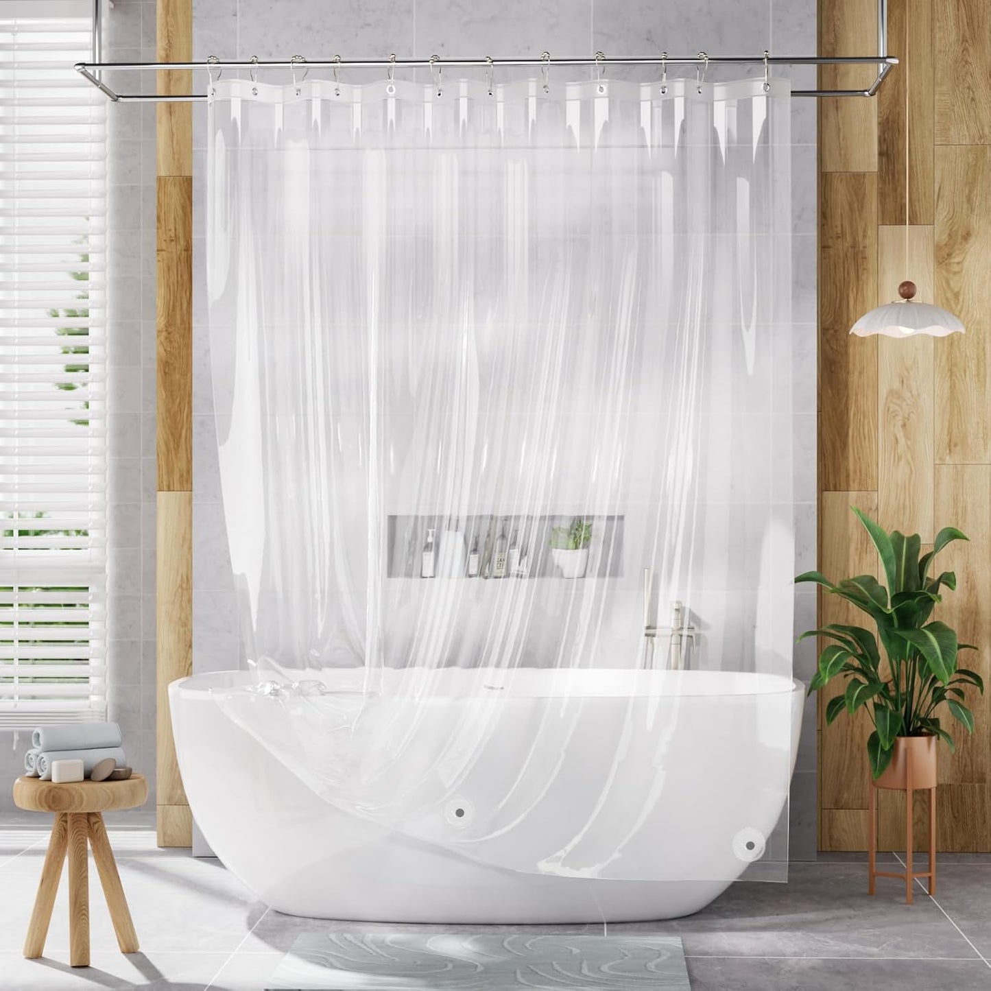 AmazerBath Shower Curtain Liner - Waterproof Clear PEVA with 3 Magnets & 12 Rustproof Grommets | 72x72 Inches
