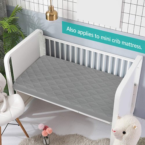 Biloban 2 Pack Pack and Play Mattress Protector Sheets Fitted Waterproof Playard Mattress Pad, Compatible with Graco Pack n Play & Dream On Me & Pamo Babe, Playpen/Playard Sheet, Gray, 39" x 27"