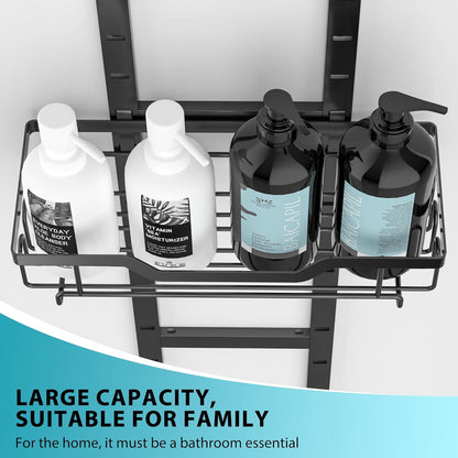 Moforoco Over The Door Shower Caddy - 3-Tier Hanging Organizer for Bathroom & Kitchen Storage - Black