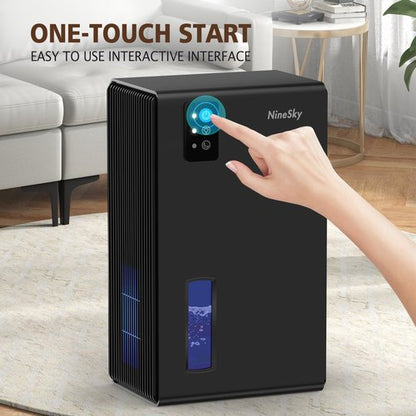 NineSky Dehumidifier, 1000 sq.ft Dehumidifiers for Home with 95oz Large Water Tank,Quiet Dehumidifier with 7-Color Ambient Light & Auto Shut Off, Dehumidifier for Basement, Bedroom, Bathroom (Black)