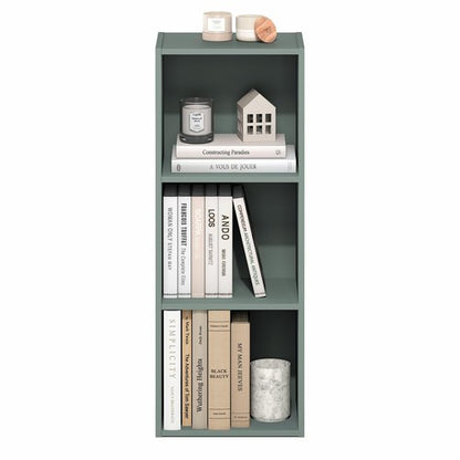 Furinno LUDER Book Shelf, 3-Cube Bookshelf, Bookcase with Open Shelves, 9.3 x 12 x 31.5, Easy Assembly, for Living Room, Bedroom, Home Office, Sage Green