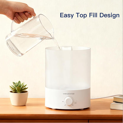 MEGAWISE Ultrasonic Cool Mist Humidifier - 3.5L Top-Fill Essential Oil Diffuser with Night Light & Auto Shut-Off (2 Pack)