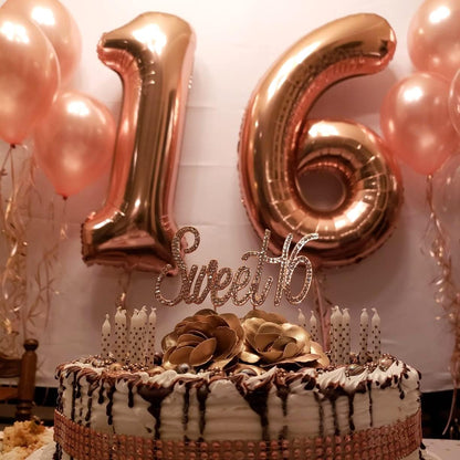 Rose Gold Foil Balloon Number 6 - 40'' Giant Self-Inflating Helium Balloon for Birthday & Graduation Celebrations