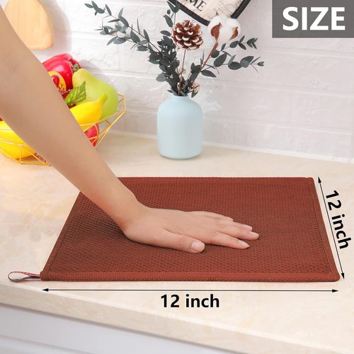 Homaxy 100% Cotton Dish Cloths - Ultra Soft, Absorbent & Quick Drying | 12x12 Inches, 6-Pack, Rust