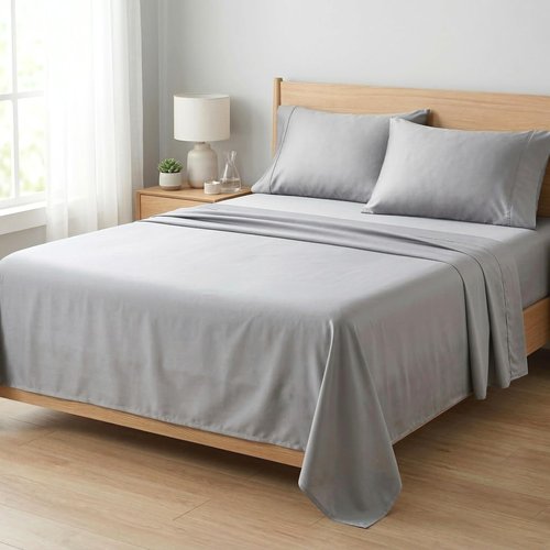 Beckham Hotel Collection Sheets Set Queen Size, 100% Cotton Sateen Fabric, Silky Smooth & Soft, Cool Touch, 16” Deep Pocket, 4-Piece, Gray