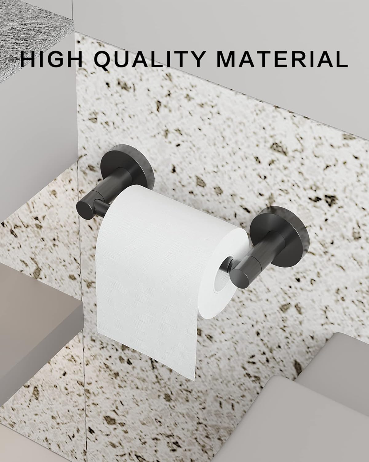 Skiennix Matte Black Toilet Paper Holder - Double Post Pivoting Design | Durable Stainless Steel & Zinc Alloy