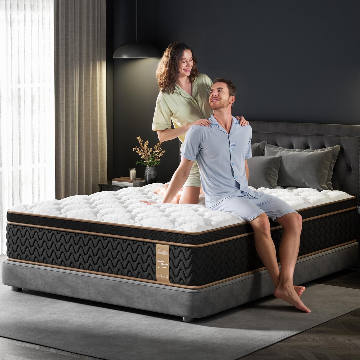 Queen Mattress - 12 Inch Cooling Hybrid Bed in a Box | 7-Zone Pocket Spring for Motion Isolation & Support