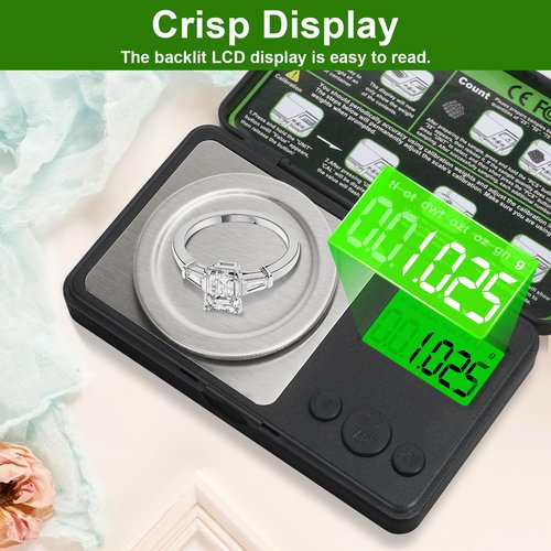 0.001g/50g Digital Milligram Scale, Muaket Portable Micro Scales with Display, High Precision Laboratory Scale for Powder, Medicine, Reloading, Mg Scale 6 Units, Tare, Cal Weight Included